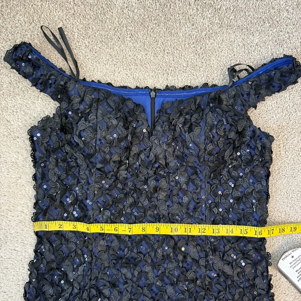 Xscape 6395X Appliqué Embellished Off The Shoulder Mermaid Gown‎ Black Blue 12
